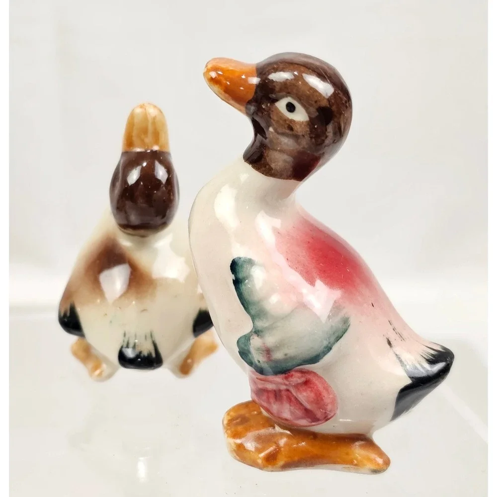 Vintage Ceramic Duck Salt and Pepper Shakers Set‎ Japan Hand Painted Birds
